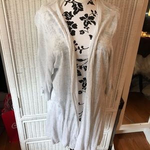 WHITE METALLIC NIC&ZOE LINEN BLEND CARDI AS IS 2X